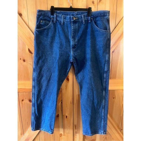 Wrangler Regular Fit Straight Leg Jeans Mens Size 44x29 Blue Cotton Dark Wash (1 - Picture 1 of 5